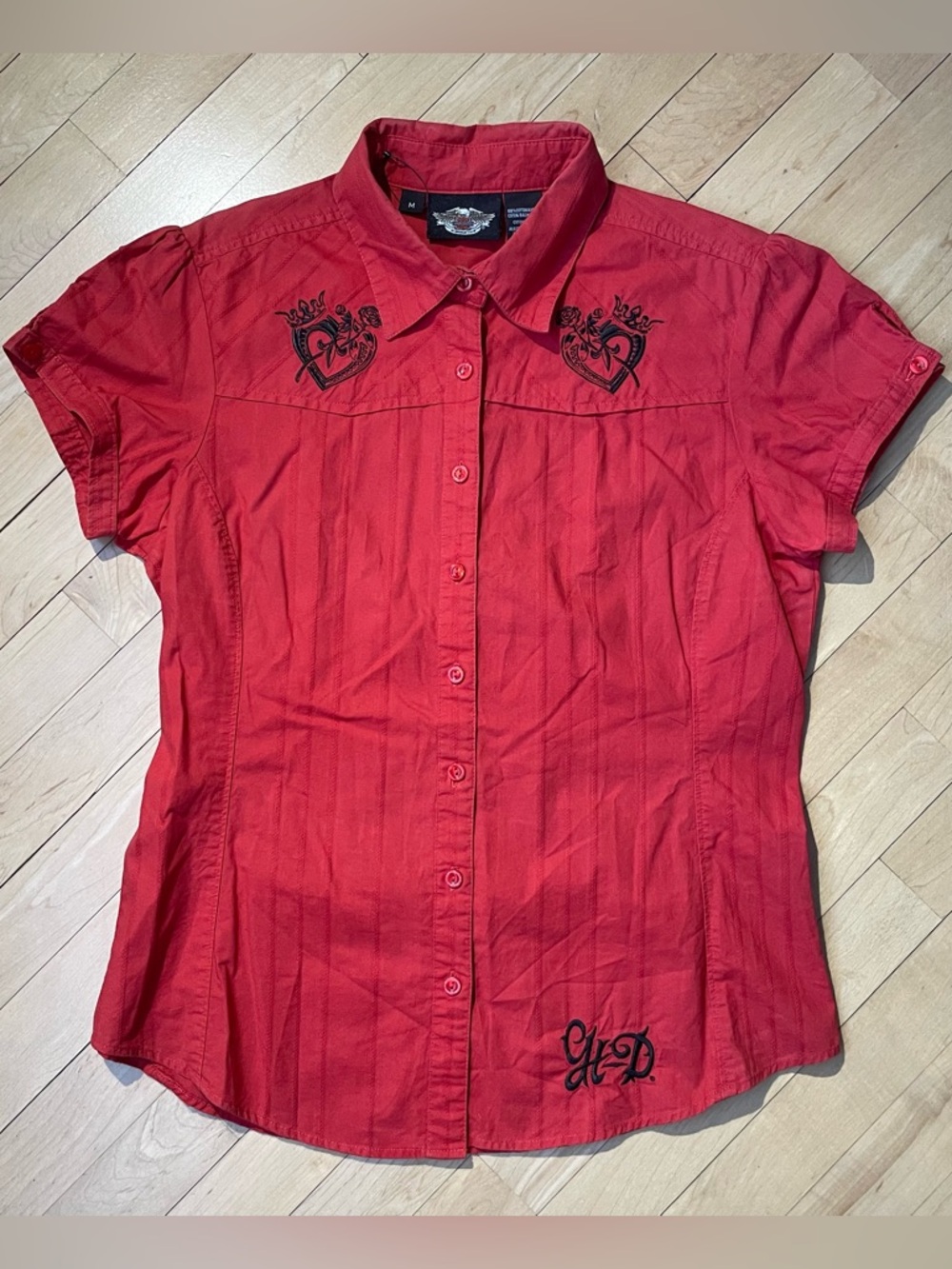 HARLEY-DAVIDSON 🛞🦅 red short sleeve button up shirt